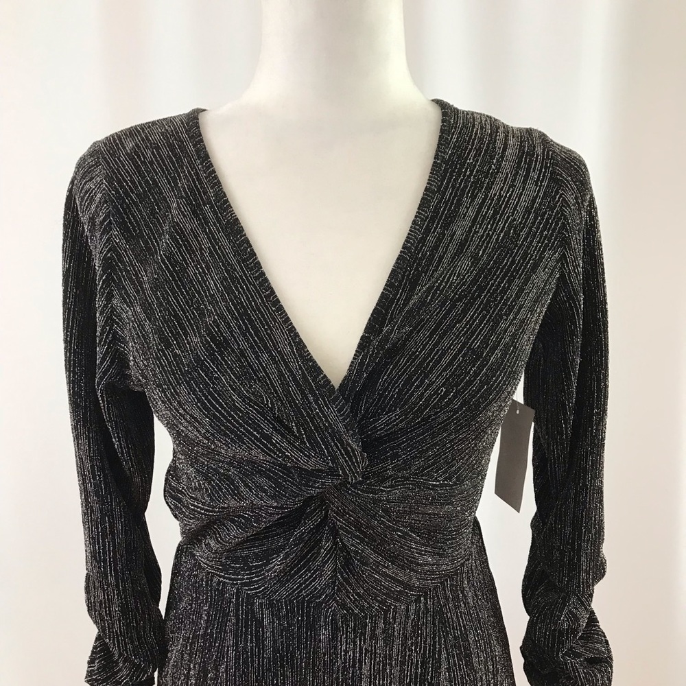 Charcoal rouch tie romper, long sleeves (#204)